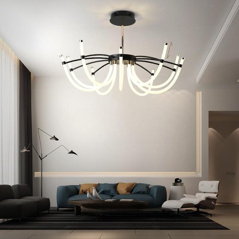Lustre Salon Moderne | Magnificence Luminelle - Designix Lustre Noir | 5 Branches