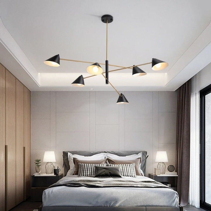 Lustre Style Industriel | Ario - Designix Lustre Noir 6 Têtes