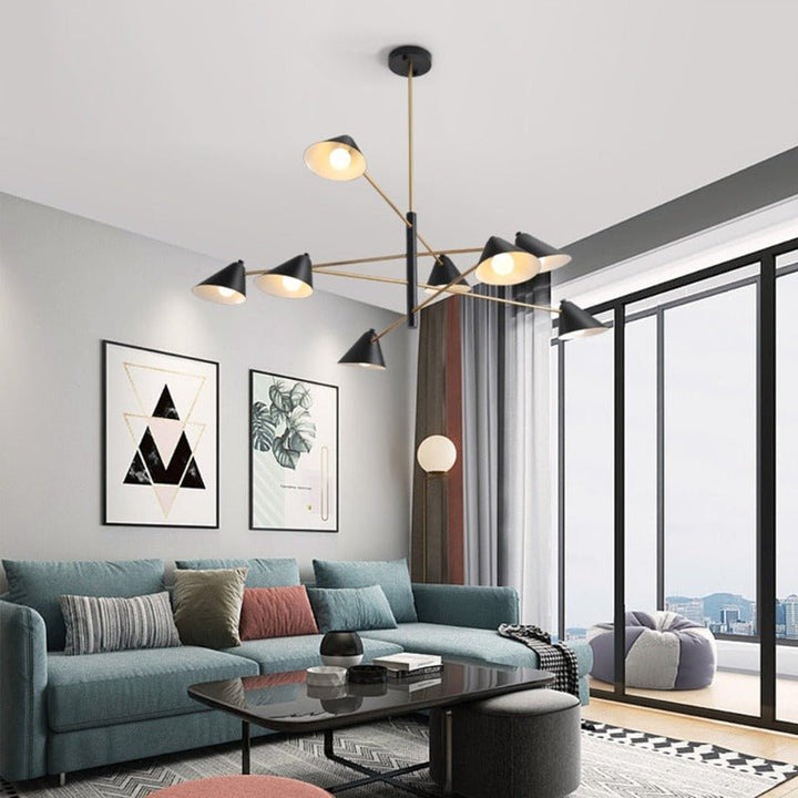 Lustre Style Industriel | Ario - Designix Lustre Noir 8 Têtes