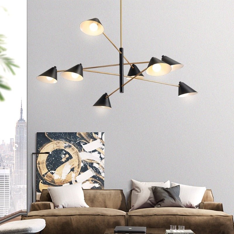 Lustre Style Industriel | Ario - Designix Lustre Noir 8 Têtes