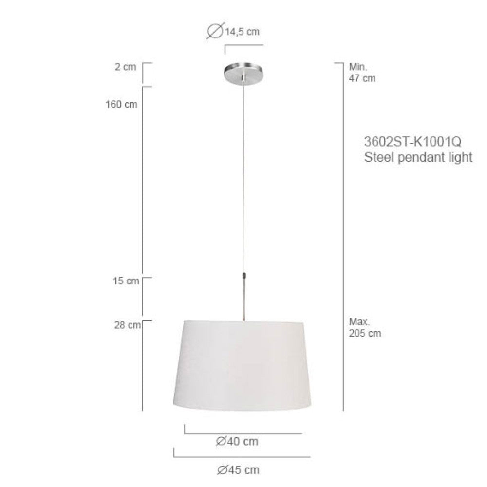 Lustre Suspendu Acier Lin Blanc | Pory - Designix Suspension Luminaire