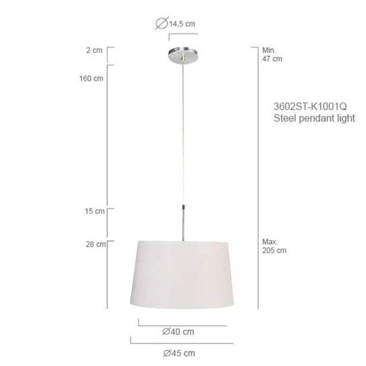 Lustre Suspendu Acier Lin Blanc | Pory - Designix Suspension Luminaire