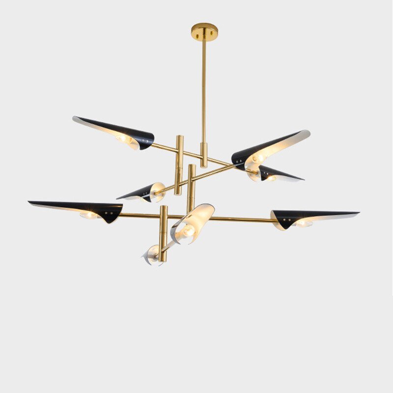 Lustre Suspension Industriel | Bory - Designix Lustre Noir/Or 4 Têtes