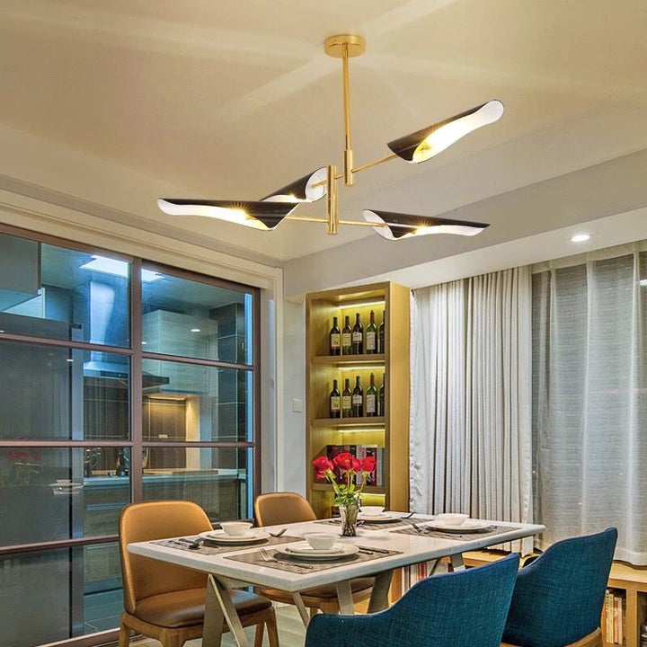 Lustre Suspension Industriel | Bory - Designix Lustre Noir/Or 4 Têtes