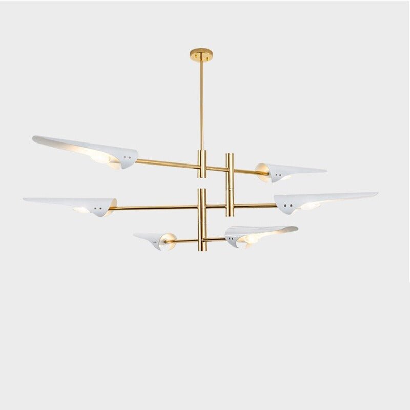 Lustre Suspension Industriel | Bory - Designix Lustre Blanc/Or 6 Têtes
