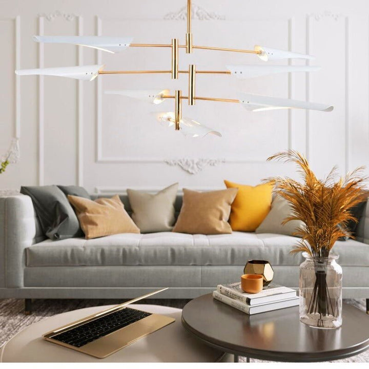 Lustre Suspension Industriel | Bory - Designix Lustre Blanc/Or 8 Têtes