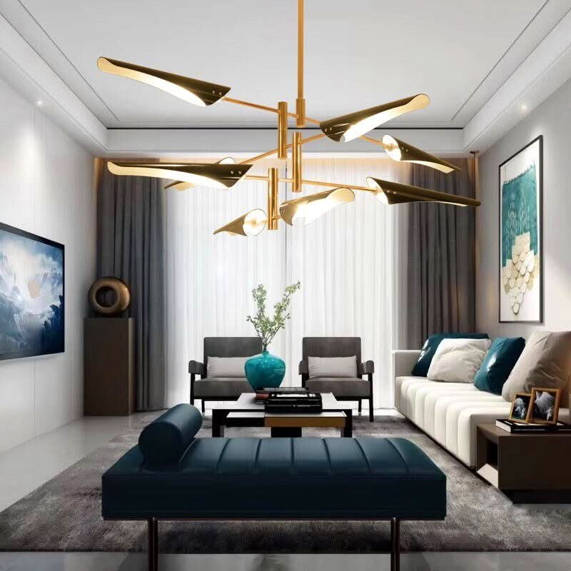 Lustre Suspension Industriel | Bory - Designix Lustre Noir/Or 8 Têtes