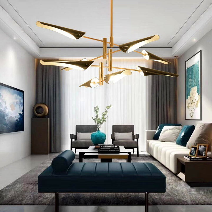 Lustre Suspension Industriel | Bory - Designix Lustre Noir/Or 8 Têtes