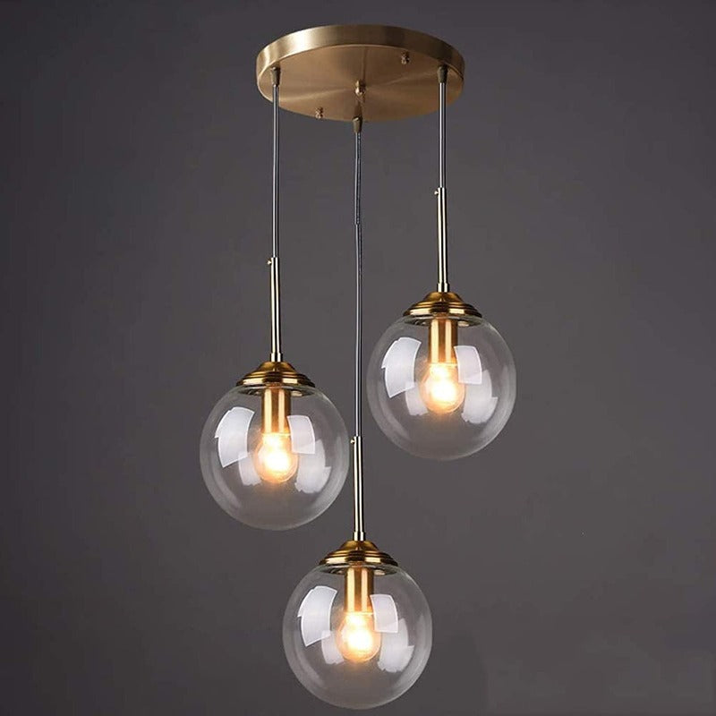 lustre-boule-verre | Designix - Lustre Or Clair - https://designix.fr