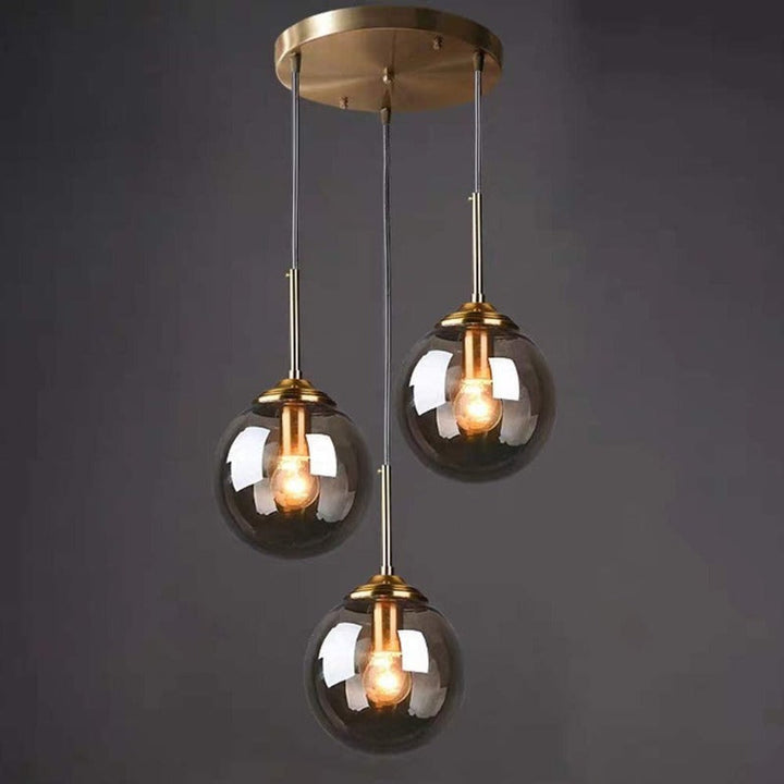 lustre-boule-verre | Designix - Lustre Or Fumé - https://designix.fr