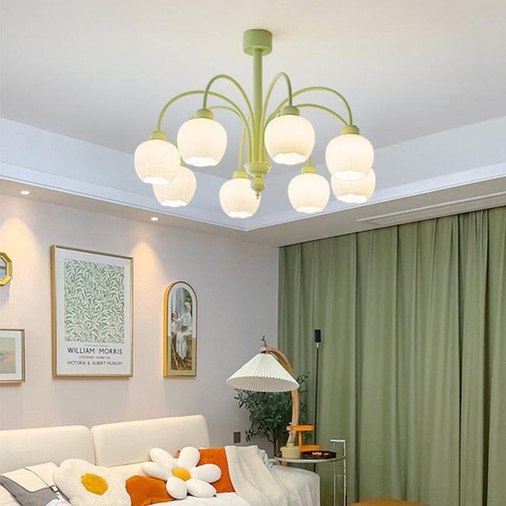 Lustre Tulipe | Sphère Brillante - Designix Lustre 5 Ampoules | 67 x 55 cm Blanc Chaud