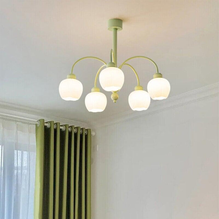 Lustre Tulipe | Sphère Brillante | Designix - Lustre 5 Ampoules | 67 x 55 cm Blanc Chaud - https://designix.fr/