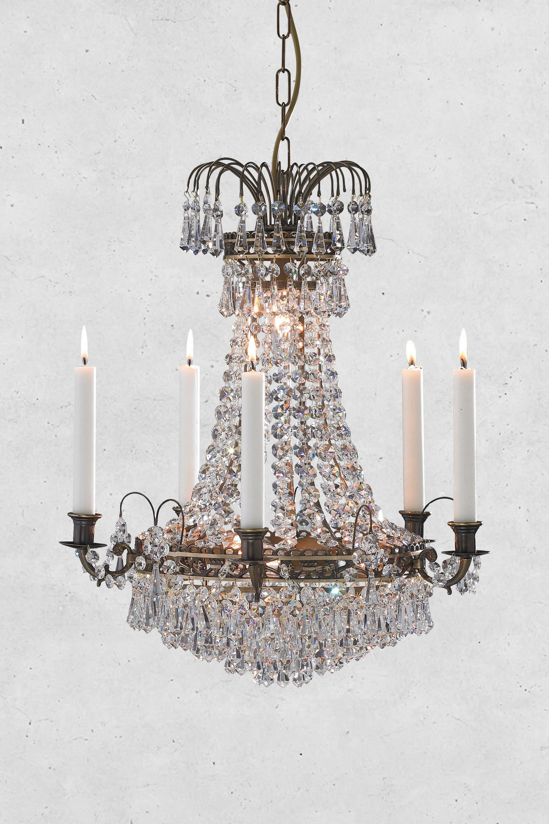 Lustre Läckö en laiton vieilli et cristal