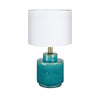 Lampe à poser Cous en céramique bleu ancien et blanche