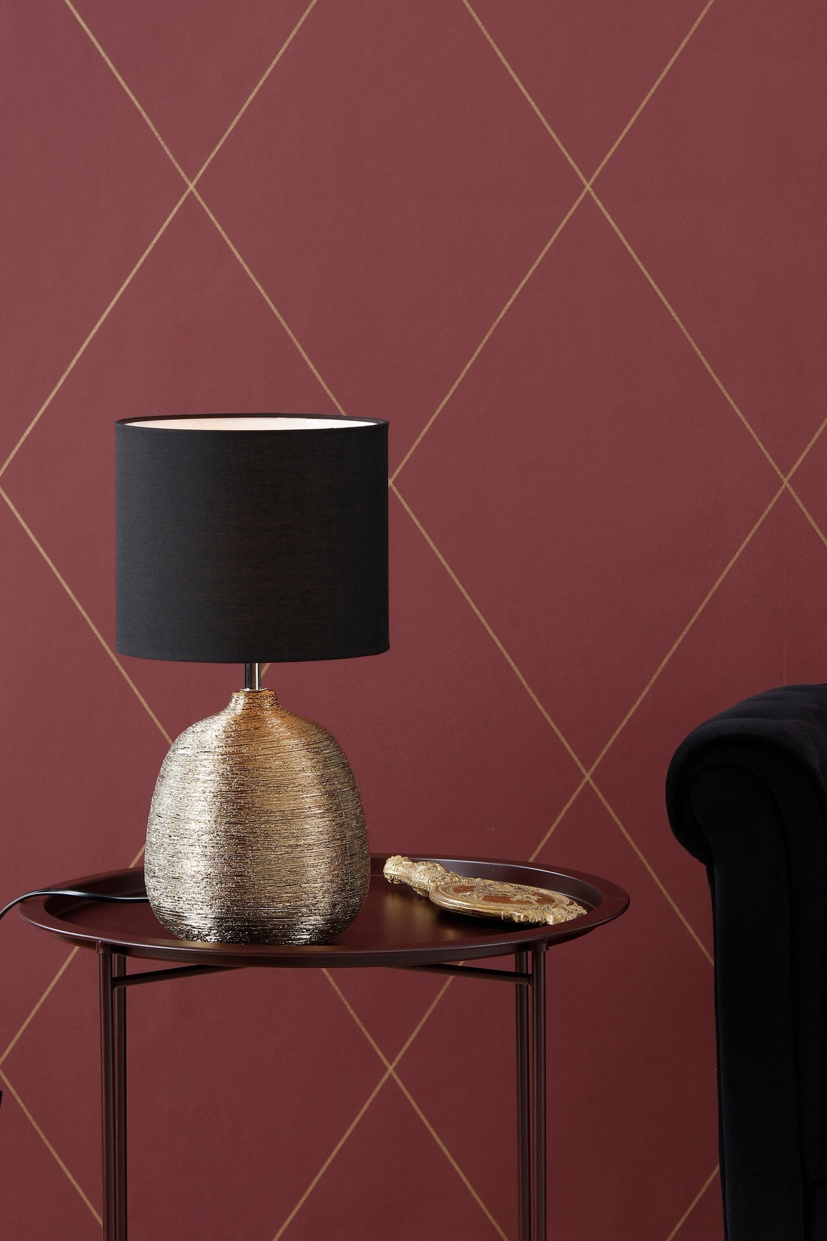 Lampe à poser Oscar en céramique dorée et noire