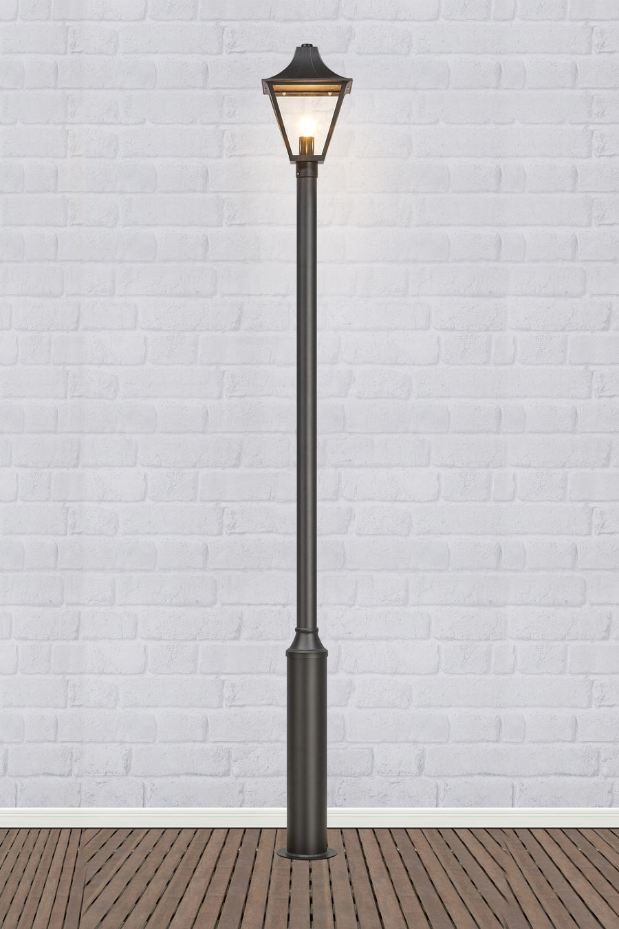 Tête de lampadaire d'extérieur Dandy noire et verre transparent
