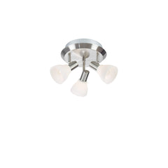 Plafonnier Vero 3 lumières en acier et verre opalin