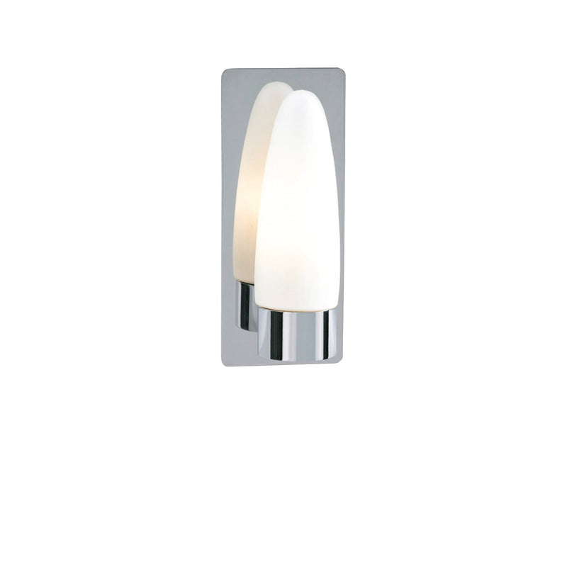 Applique de salle de bain Bullet chromée et verre blanc