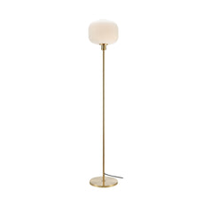 Lampadaire Sober en laiton brossé et verre blanc