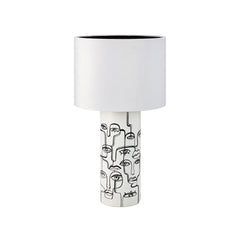 Lampe à poser Family en céramique blanche, abat-jour en velours