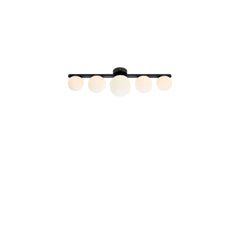 Plafonnier-applique de salle de bain Puro 5 lumières noir et verre opalin