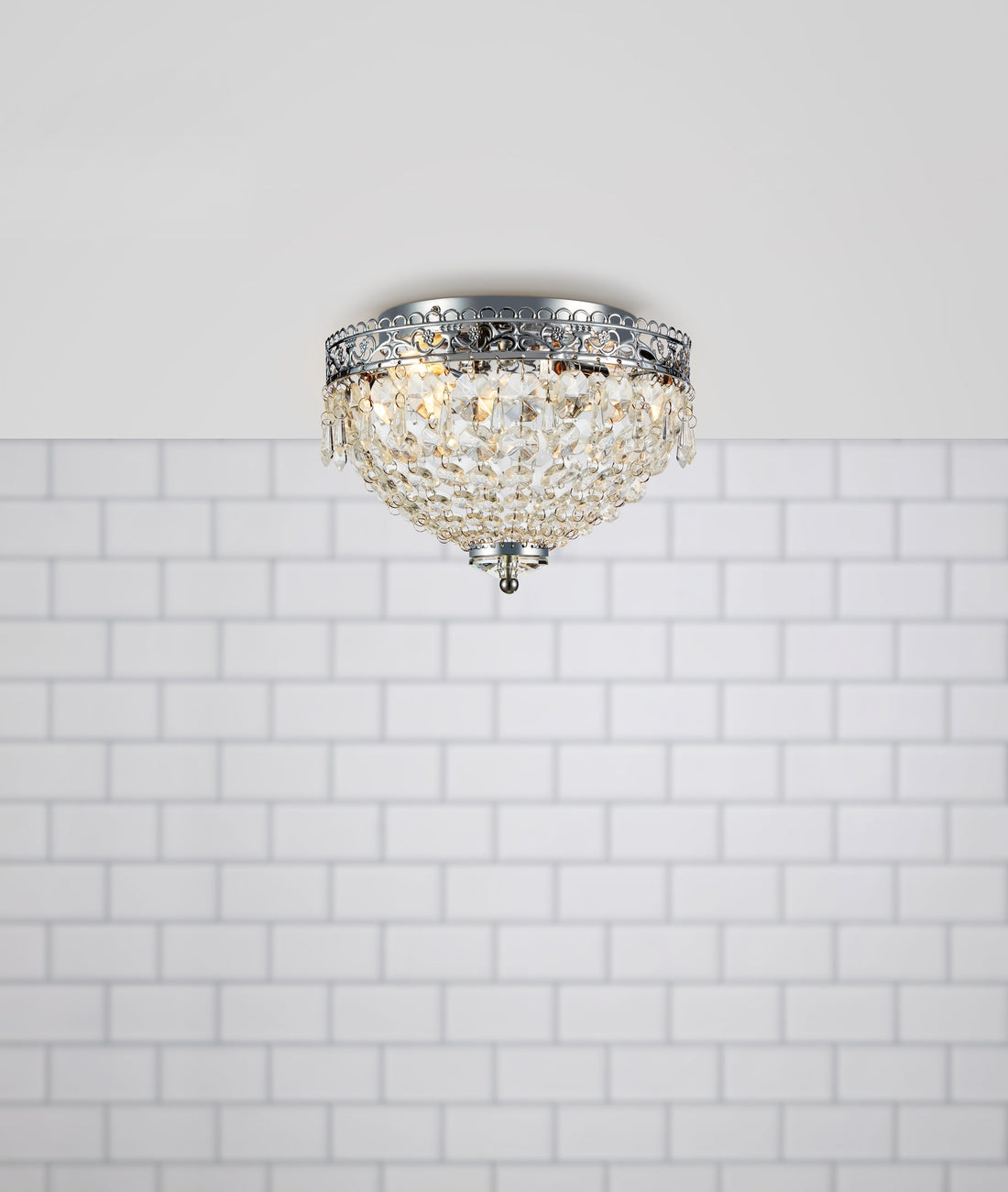 Plafonnier de salle de bain Joline 2 lumières en cristal