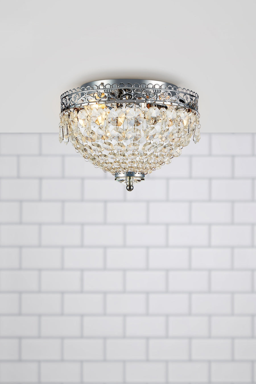 Plafonnier de salle de bain Joline 2 lumières en cristal