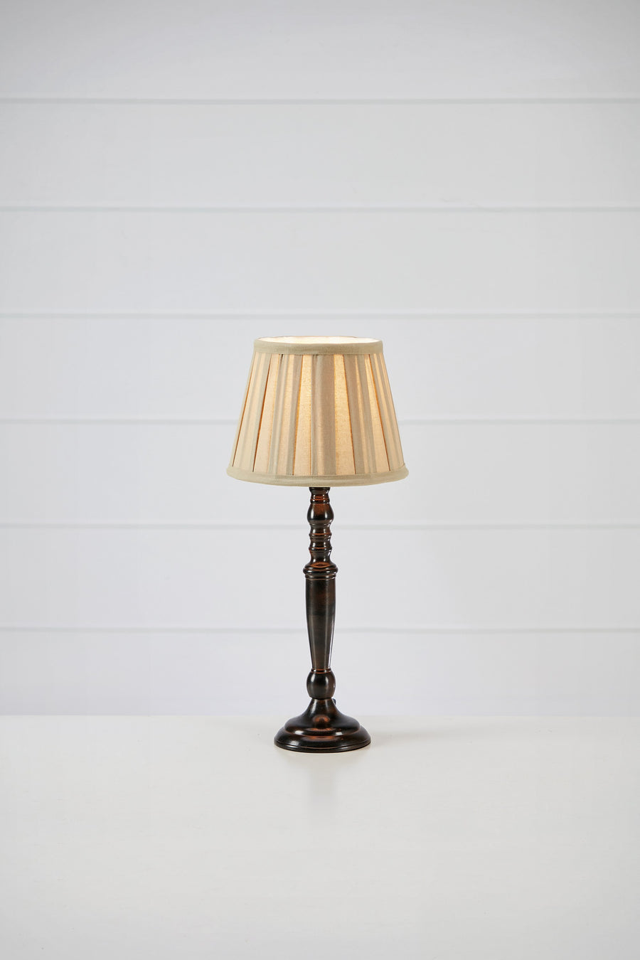 Lampe à poser Chocolat beige et marron foncé, abat-jour en coton
