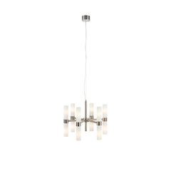 Lustre Elara 12 lumières en acier et verre blanc