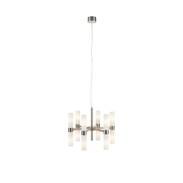 Lustre Elara 12 lumières en acier et verre blanc