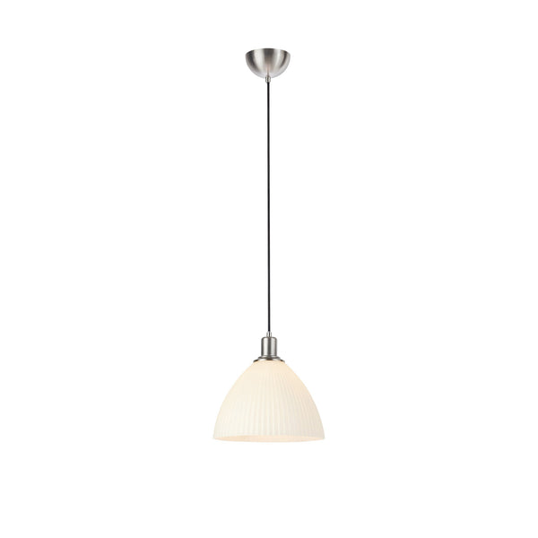 Suspension Ro en nickel satiné et verre blanc 27,5 cm