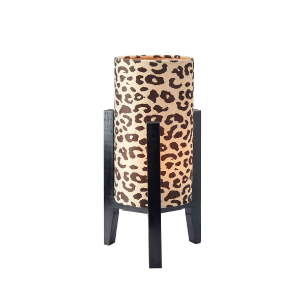 Lampe à poser Eruca motif léopard en pin noir et marron