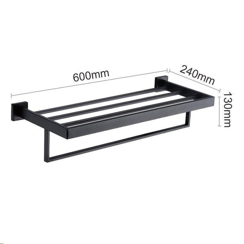 Matte Black Stainless Steel Bathroom Hardware Accessories Set For Organizer Wall Mounted Towel Bar Shelf Hook Paper Holder | Designix - 0 60cm Towel Rack China  - https://designix.fr/