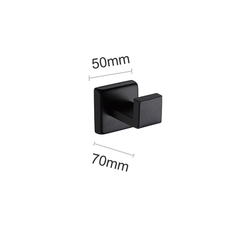 Matte Black Stainless Steel Bathroom Hardware Accessories Set For Organizer Wall Mounted Towel Bar Shelf Hook Paper Holder | Designix - 0 Hook China  - https://designix.fr/