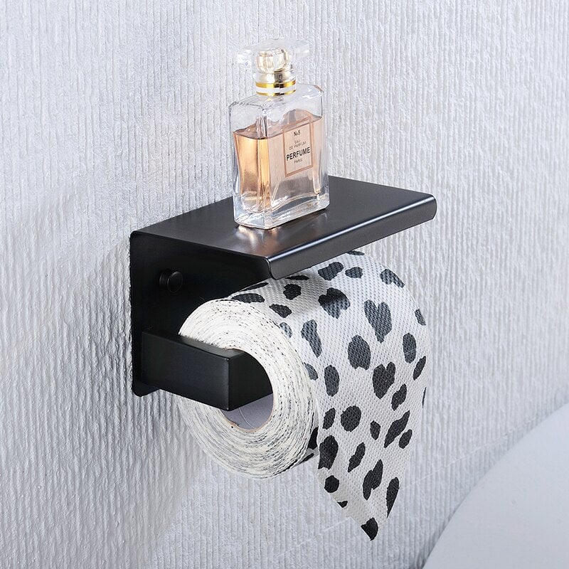 Matte Black Stainless Steel Bathroom Hardware Accessories Set For Organizer Wall Mounted Towel Bar Shelf Hook Paper Holder | Designix - 0    - https://designix.fr/