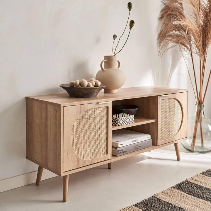 Meuble TV Bois Cannage | Quies - Designix Meuble TV