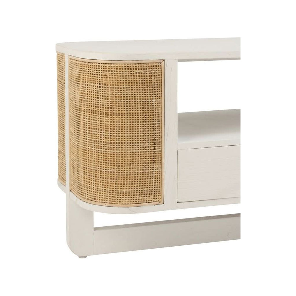 Meuble TV Bois Exotique Rotin - Designix