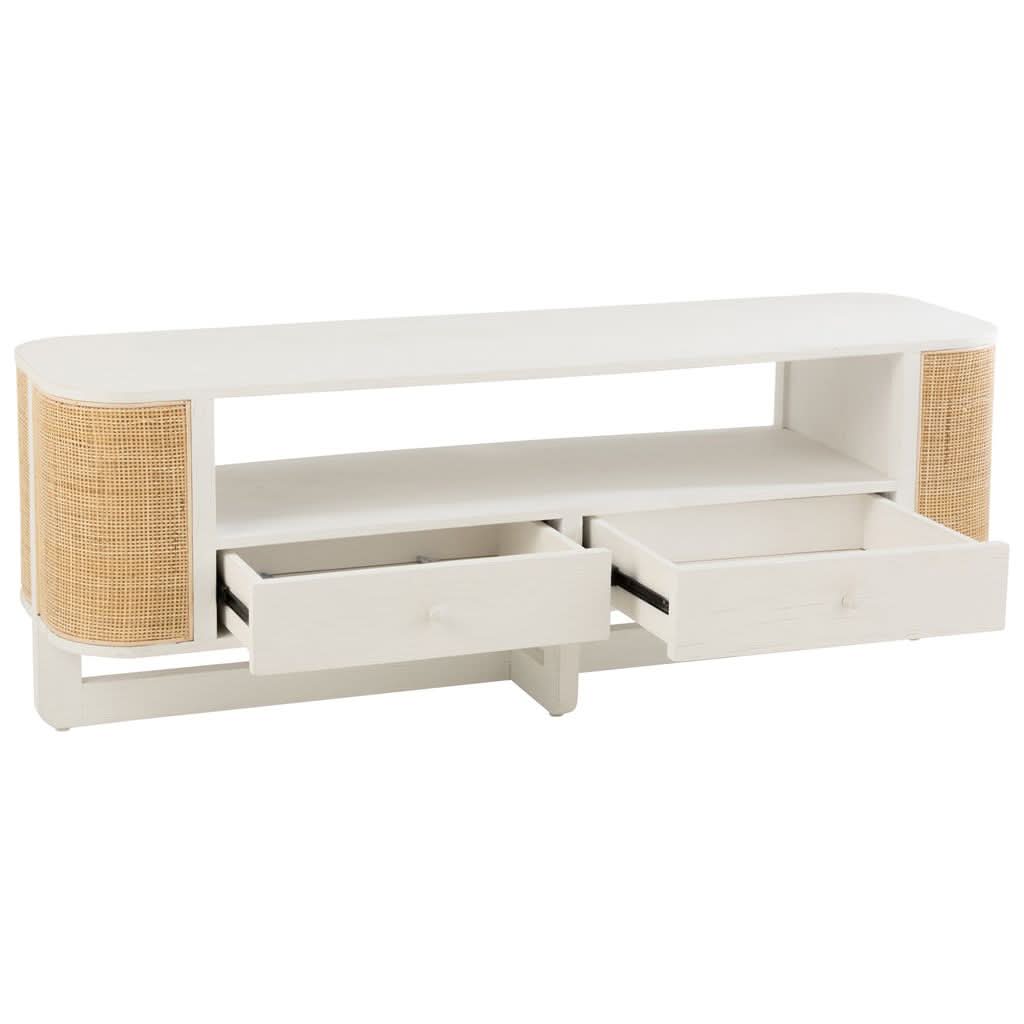 Meuble TV Bois Exotique Rotin - Designix