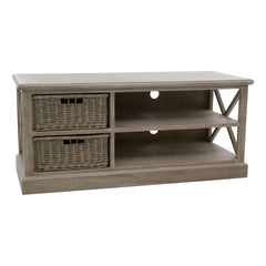 Meuble TV Bois Gris Avec Paniers