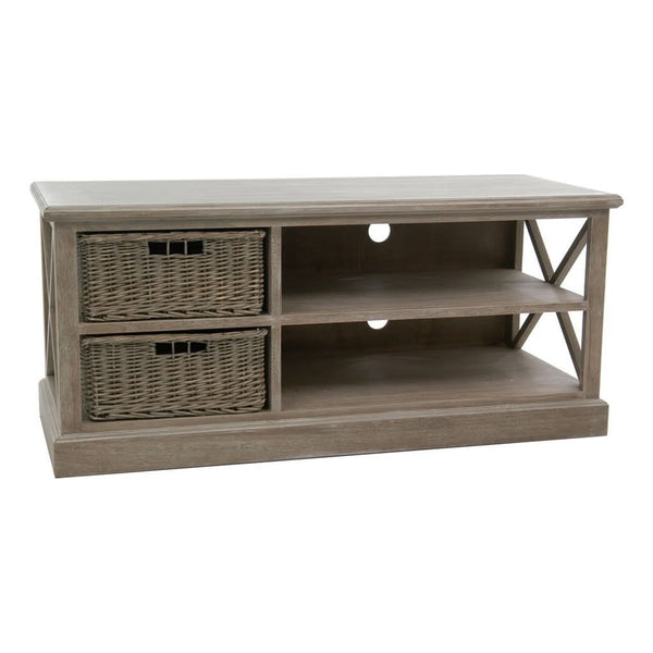 Meuble TV Bois Gris Avec Paniers