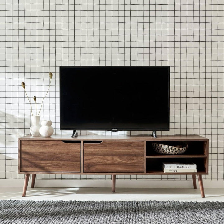 Meuble TV Bois Noyer | Pétale - Designix Meuble TV