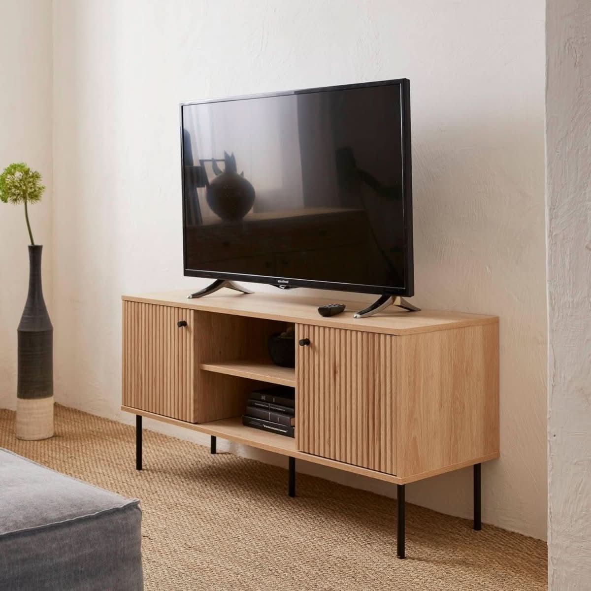Meuble TV Bois Rainuré | Quint - Designix Meuble TV