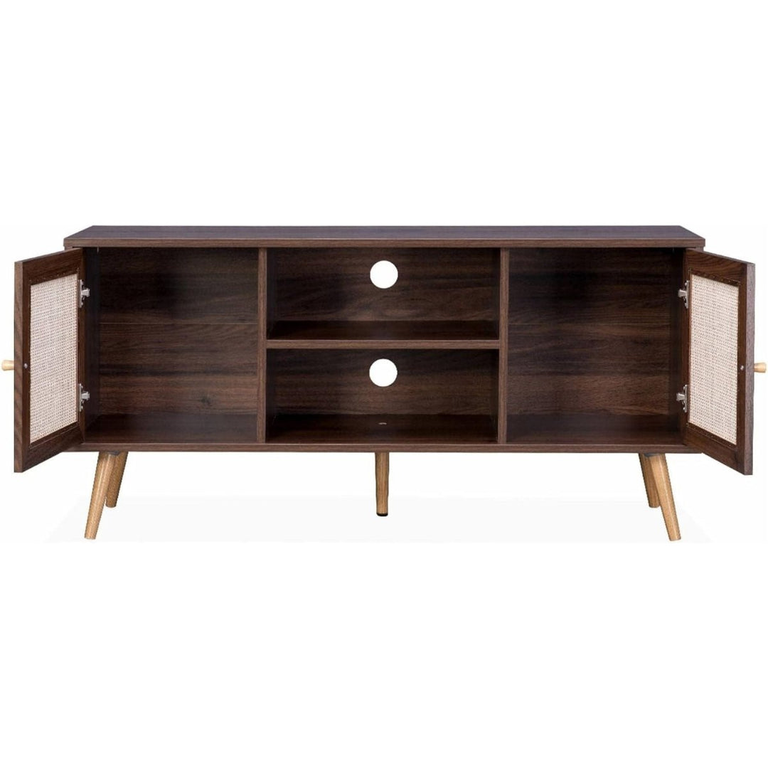 Meuble Tv Cannage Bois Foncé | Yumi - Designix Meuble TV