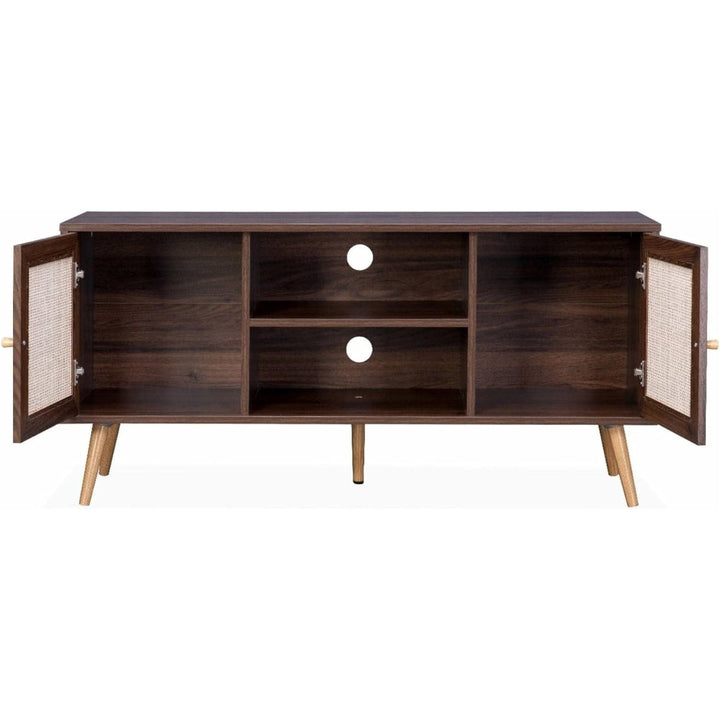 Meuble Tv Cannage Bois Foncé | Yumi - Designix Meuble TV