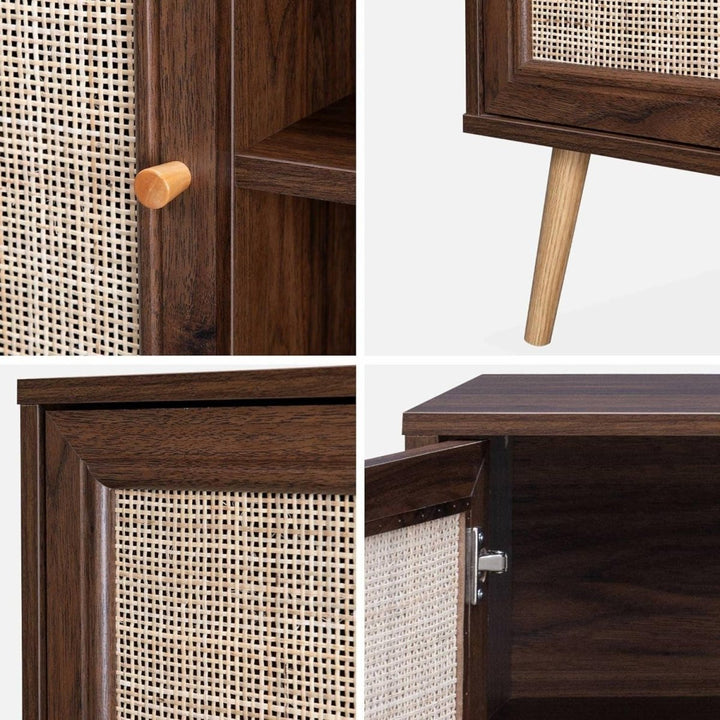 Meuble Tv Cannage Bois Foncé | Yumi - Designix Meuble TV