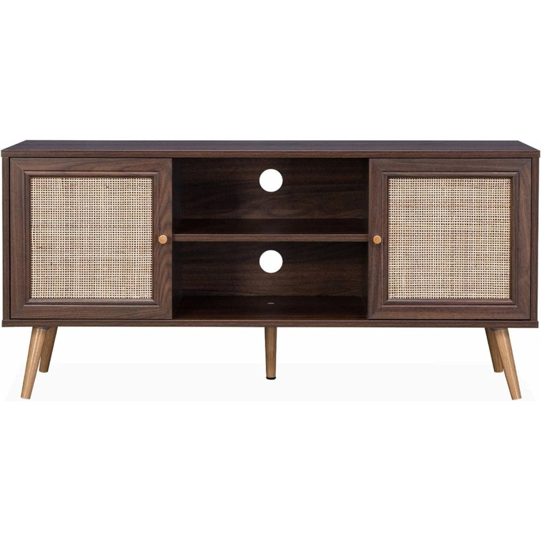 Meuble Tv Cannage Bois Foncé | Yumi - Designix Meuble TV