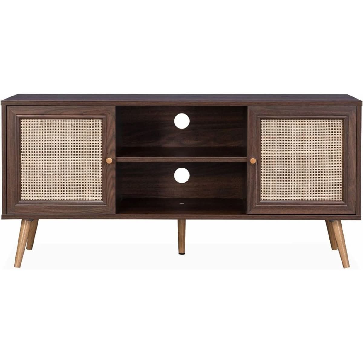 Meuble Tv Cannage Bois Foncé | Yumi - Designix Meuble TV