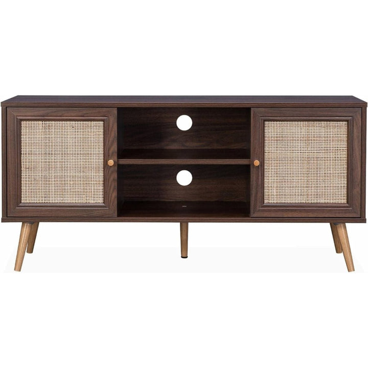 Meuble Tv Cannage Bois Foncé | Yumi - Designix Meuble TV