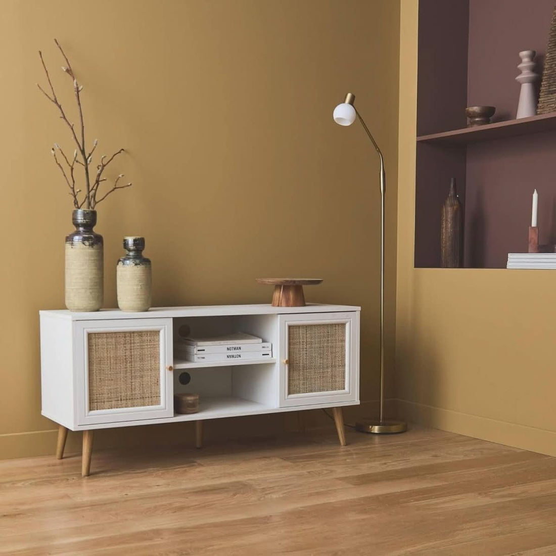 Meuble TV Cannage Scandinave | Oiseau