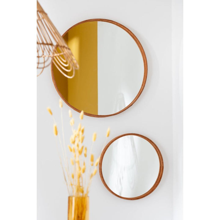 Miroir Cognac Petit Cuir Rond - Designix